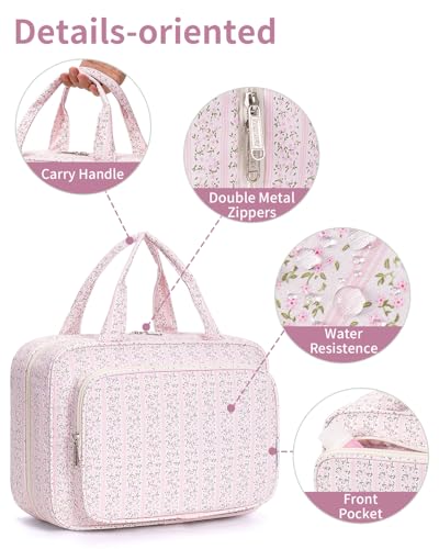 Travel Toiletry Bag for Women Large Hanging Makeup Bag Organizer Toiletries Bag for Full Size Essentials Accessories Cosmetics