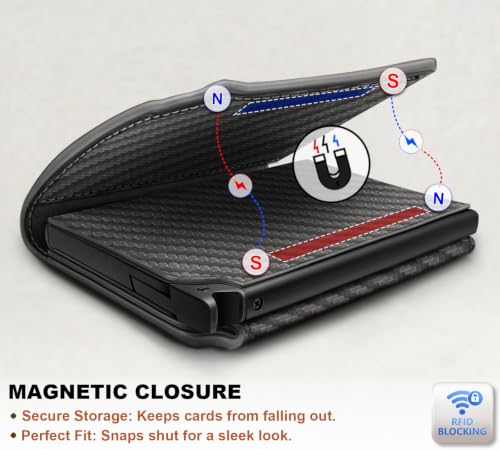 Men Slim Leather Wallet Metal Case Money Clip