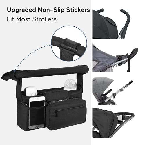 Non Slip Universal Stroller Organizer with Insulated Cup Holder