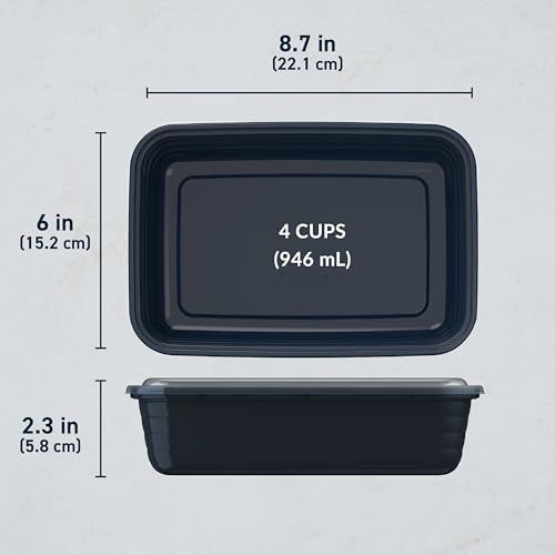 Prep - 20-Piece 1-Compartment Reusable Meal Prep Containers with Lids, PFAS & BPA Free Materials, Durable, Microwave, Freezer, & Dishwasher Safe To Go Food Storage (Navy Blue) (20 Count)