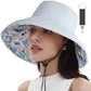 Womens Sun Hats Wide Brim Reversible Bucket Cotton Hat Packable Summer Travel Cap with Hat Clip