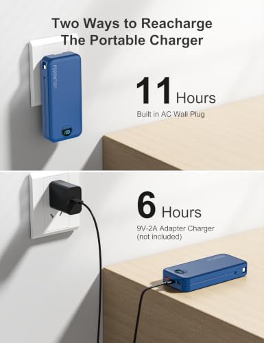 20000mAh Ultra Portable Charger Power Bank with inBuilt Cables&AC Wall Plug