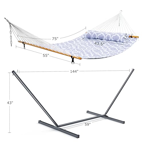 Double Hammock with Stand 500lbs Heavy Duty Outdoor Two Person Round