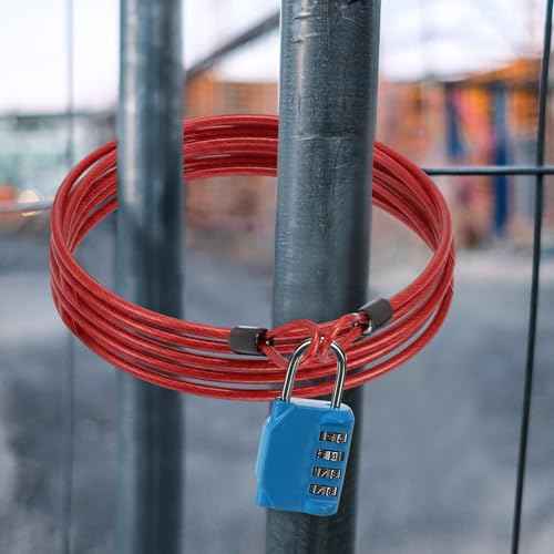 12 Pack Security Cable Luggage Lock with Loops 7 ft 3mm Braided Steel Coated Bike Cable Wire Double Loop Anti Theft Safety for U Lock (12 Count)