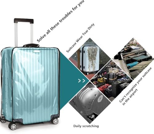 3-Piece Set (20/24/28 Inch) Clear Suitcase Cover (Black Trim) (3 Count)