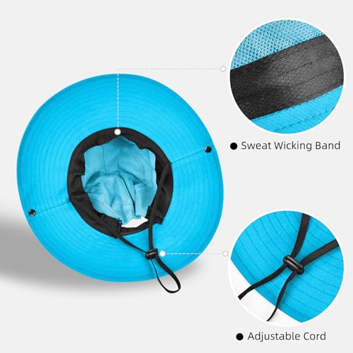 Ponytail Sun Bucket Hats for Women UV Protection Foldable Wide Brim