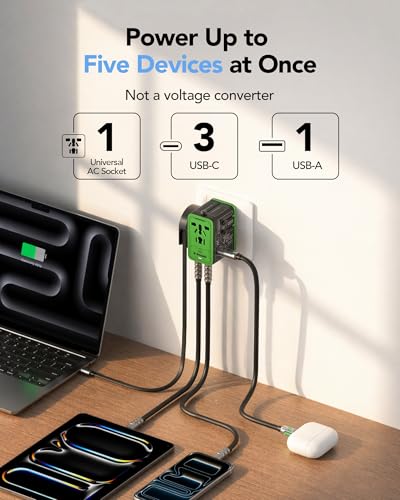 75W 5 Port Universal Travel Adapter