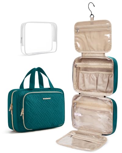 Toiletry Bag Hanging Travel Makeup Organizer with TSA Approved Transparent Cosmetic Bag Makeup Bag for Full Sized Toiletries