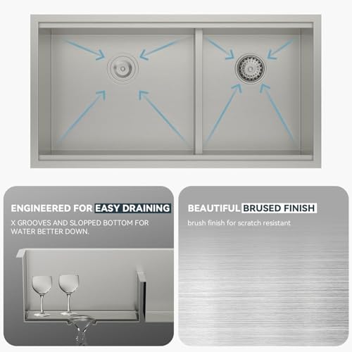 36 Inch Double Bowl Kitchen Sink Ledge Workstation Sinks Double Bowl 60