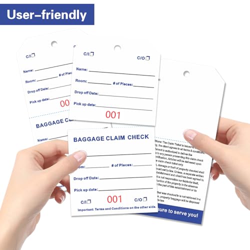 1000 Baggage Claim Check Tags with Transfer Tape on Back (1000 Count)