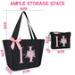 Tote Bag, A-Z Initial Monogrammed Waterproof Tote Bag, Bridesmaid Gifts for Women, Black and Pink (H, Black Set)