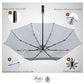 Folding Umbrella Real Wood Handle Herringbone Classic Black