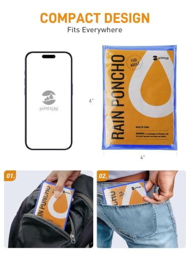 Disposable Adult Rain Ponchos Clear Emergency Raincoat (4 Count)