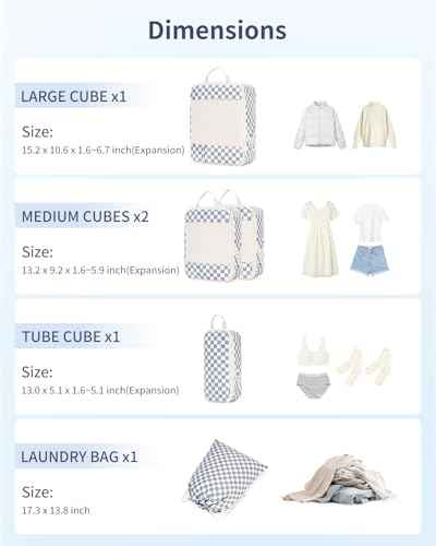 5 Set Compression Packing Cubes for Travel