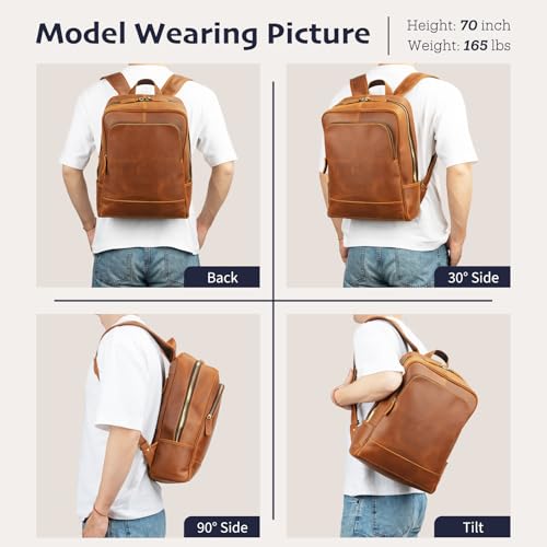 Leather Backpack for Men 15.6" Laptop Backpack 100% Madagascar top