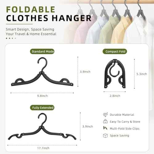 20 Pcs Foldable Plastic Travel Hangers (10 Count)