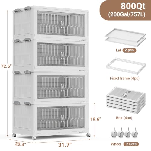 800Qt Extra Large Stackable Storage Bins with Lids (4 Count)