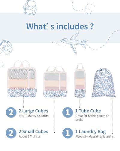 6 Set Compression Packing Cubes for Travel Women Men