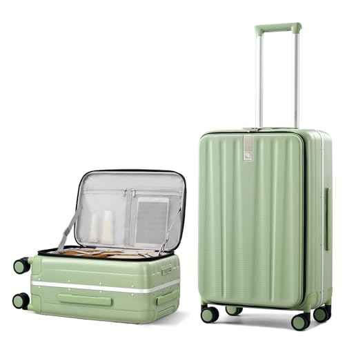 24 Inch Checked Luggage PC Hard Shell luggage Top Opening Aluminum Frame Travel Luggage Suitcases with Wheels for Woman Men