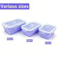 Purple Collapsible Meal Prep Containers Camping Bowls Silicone Bento Box with Airtight Plastic Lid