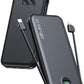 Portable Charger, 12000mAh 22.5W Type C Fast Charging Power Bank with Built-in Cables & Wall Plug, External Battery Bank with LED Display, Travel Essential Battery Pack for iPhone, iPad, Samsung Black