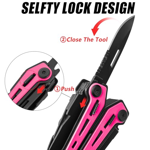 16-In-1 Multi-Tool Pliers, EDC Multitool, Multipurpose Tool, Pink