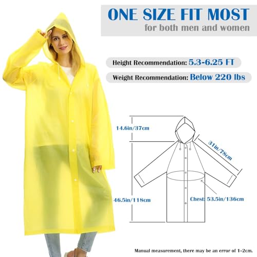 Reusable Rain Poncho with Hood and Sleeves for Adults (2 Count)