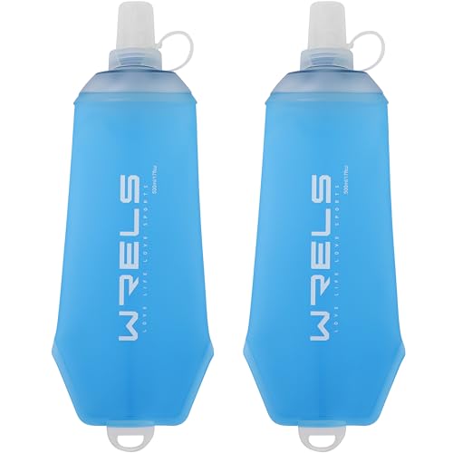 200ml/350ml/500ml Collapsible Soft Flask,BPA Free Folding Soft Water Bottle with Hanging Ring,Lightweight TPU Hydration Flask for Running Marathon Cycling Hiking(500ml-2 Packs) (2 Count)