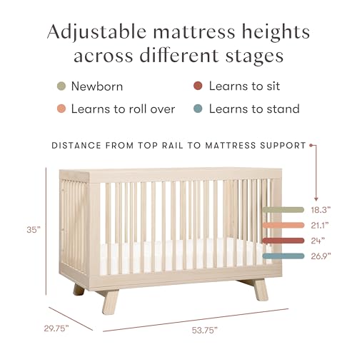 Hudson 3-in-1 Convertible Baby Crib ,Washed Natural