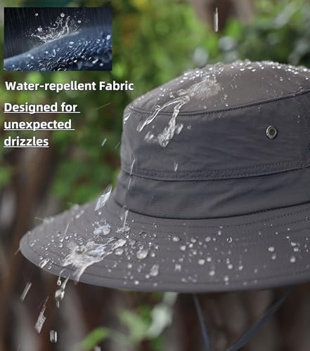 UPF50+ Mens Sun Hat Wide Brim Fishing Hat for Mens Womens Beach Bucket Hat Gardening Golf Army Green