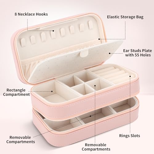 Small Travel Jewelry Box with Double Zipper
