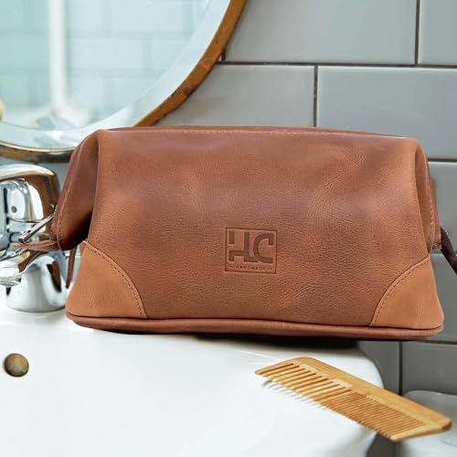 Leather Toiletry Bag for Men Best Gift Premium Genuine Leather Dopp Kit Shaving Kit Organizer Travel Kit Pouch Bag for Men Large Size