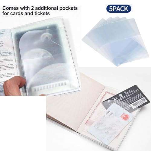 Waterproof Clear PVC Passport Cover Holder Case Protector ID Card (5 Count)