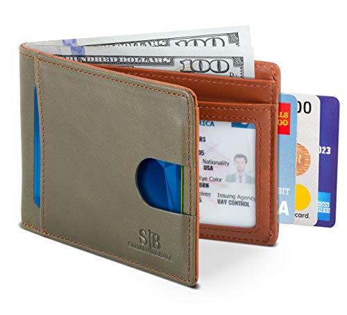 RFID Blocking Slim Bifold Genuine Leather Thin Minimalist Front Pocket Wallets for Men Billfold Wallet Men Gift