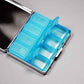 Silver Vintage Pill Box 7 Day Metal Pill Box with Mirror and 8 Compartments Cute Travel Pill Organizer for Purse (8 Count)