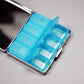 Silver Vintage Pill Box 7 Day Metal Pill Box with Mirror and 8 Compartments Cute Travel Pill Organizer for Purse (8 Count)