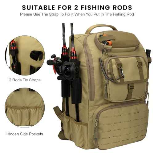 Fishing Backpack with Rod Holders 4 Tackle Boxes