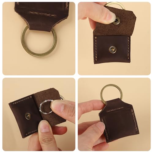 Genuine Leather SD Card Holder Keychain