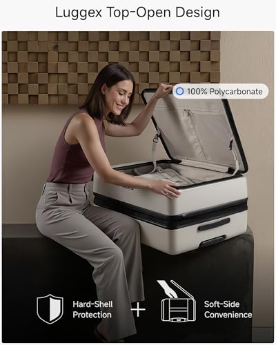 Checked Top Opening Expandable Suitcase