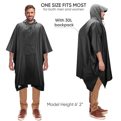 Hooded Rain Poncho for Adults
