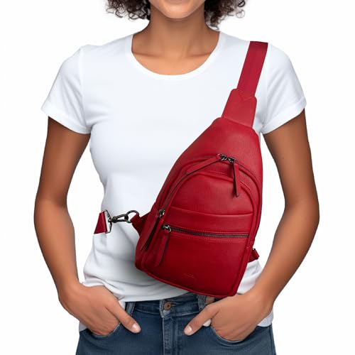 Large Sling Bag for Women Crossbody Purse Leather Fashionable Trendy Chest Bag for Travel