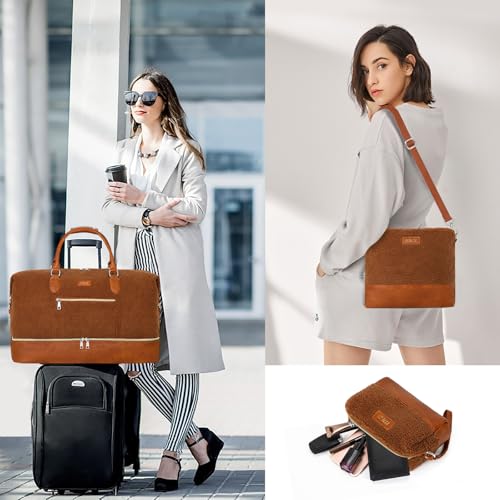 Weekender Bag for Women 21.5" Travel Duffel Large Carry On Bag 3PCS (3 Count)