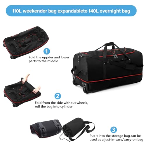 Wheeled Collapsible Duffel Bag 110L