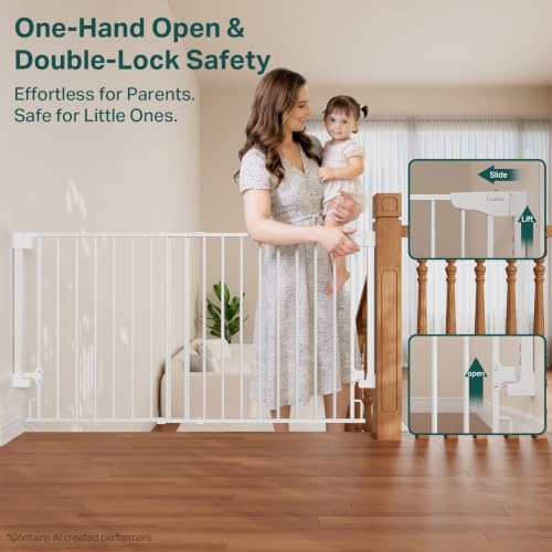 35.1 55" Extra Wide No Bottom Bar Baby Gate & Dog Gate for Stairs