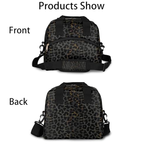 Black Leopard Cheetah Insulated Lunch Bag for Women Girl Reusable Lunch Tote Box With Shoulder Strap Lightweight Thermal Cooler Meal Prep Bag for Work School Office Picnic (B03:black Leopard)