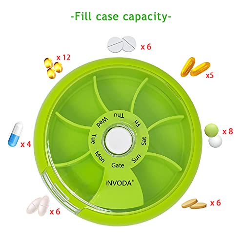 3Pack Weekly Pill Organizer Rotating Travel Pill Box for 7 Day Vitamins (3 Count)