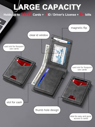 Wallet for Men RFID Blocking Minimalist Card Holder Wallet for 12