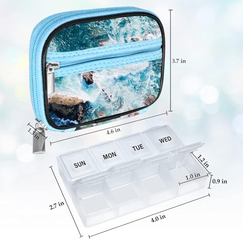 Weekly Travel Pill Organizer Pill Case for Purse with Removable 7 Day Pill Box