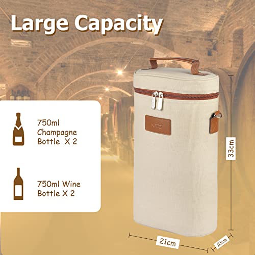 2 Bottle Insulated Wine Tote Carrier Bag
