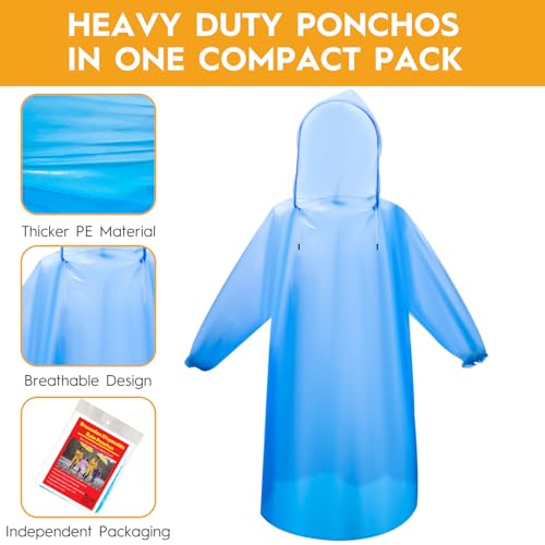 6 & 20 & 50 Pack Disposable Rain Ponchos for Adults (20 Count)